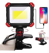 LED Rechargeable Work Light, 2100LM COB Magnetic Clip on Worklight 270°Rotating with Mobile Charg...