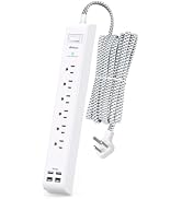 Surge Protector Power Strip 10 ft with 4 USB Ports 2 USB-C 6 AC Outlets, Flat Plug Extension Cord...