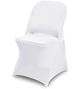CYFFPKMN 30 Packs White Spandex Stretch Folding Chair Covers for Wedding Party,Universal Fitted W...