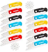 REXBETI 12 Pack Folding Utility Knife Set Quick Change Blade box cutter, Back-lock Mechanism with...