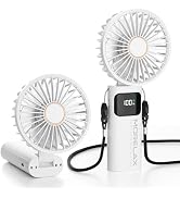 Portable Handheld Fan, USB Rechargeable Foldable Mini Personal Fan, 5200mAh, 180 Adjustable, 6 Sp...