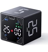 Ticktime Pomodoro Timer Cube, with 25/5 Auto Cycles, 5/25/30/60 Min Presets, Custom Timer, Stopwa...