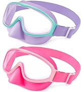 Vvinca Kids Swim Goggles with Nose Cover, Toddler Goggles Anti-Fog UV Protection, Soft Fabric Str...