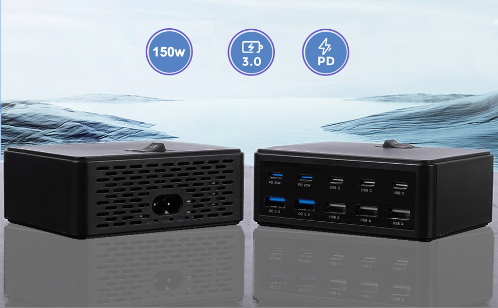 150W 10-Port USB Charger