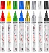 Overseas Fine Tip Oil-Based Paint Marker Pen - 8 Colors 0.9mm Fine Nib Permanent Markers, Quick D...