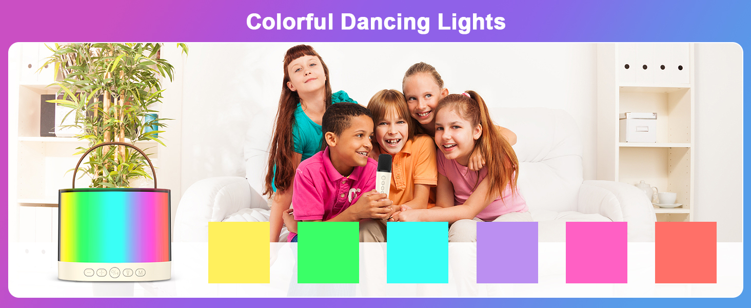 Mini Karaoke Machine, Bluetooth Karaoke Speaker with 2 Wireless Microphones