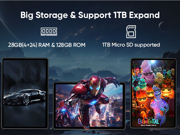 android tablets with big storage 28GB RAM