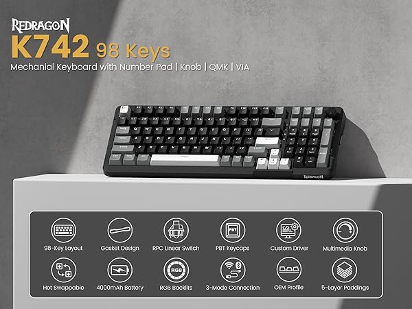 redragon k742 mechanical keyboard with number pad