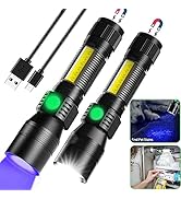 Black Light UV Flashlight Rechargeable, 3in1 Super Bright Tactical Flashlights LED UV Black Light...