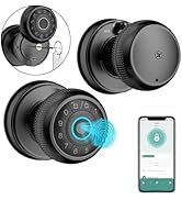 BIWIBON 4-in-1 Smart Door Knob, Fingerprint Door Knob with App Control, Smart Fingerprint Door Lo...