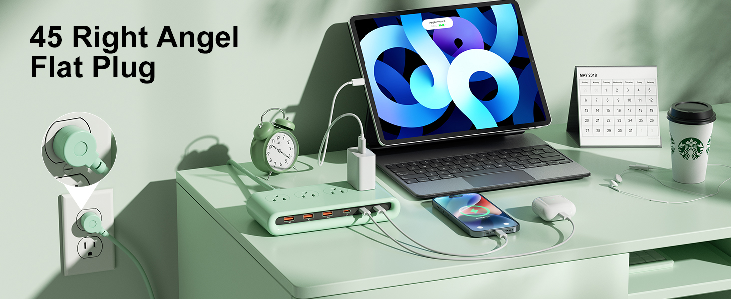 usb c charging station with 45 Right Angel Flat Plug