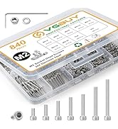 VGBUY 840pcs M2 Screw Assortment Kit,M2 x 4/6/8/10/12/16/20mm Hex Socket Head Cap Screws Bolts Nu...