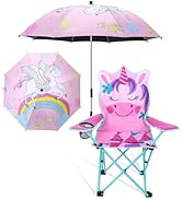 KABOER Kids Outdoor Folding Lawn and Camping Chair with Cup Holder and Carrying Bag, Children's C...