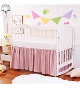Crib Bed Skirt Dust Ruffle 100% Cotton - Natural, Soft, Breathable for Baby's Delicate Skin, Nurs...