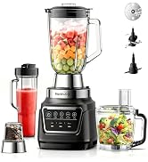 Food Processor &amp; Blender Combo, Powerful Motor For Slicing, Stainless Steel Blade, 68 Oz Capacity...