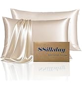 Mulberry Silk Pillow Cases 2 Pack Standard Size with Zipper, Ultra Smooth Soft Breathable Cooling...