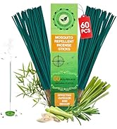 60 Pcs Natural Mosquito Repellent Outdoor Patio, Citronella Oil Mosquito Incense Sticks Plant-Bas...