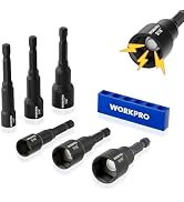 WORKPRO 6 PCS Magnetic Nut Driver Set, 1/4" Hex Shank, Drill Socket Set, Impact Driver Bit Set, 1...