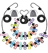 Tiaforza 2 Pack Portable Travel Clothesline with 12 Clothespins, Retractable Camping Clothesline ...
