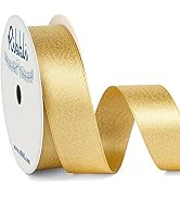 Ribbli Gold Double Faced Purl Ribbon,Luxury Glitter Ribbon,7/8 Inches x 10 Yards,Use for Gift Wra...