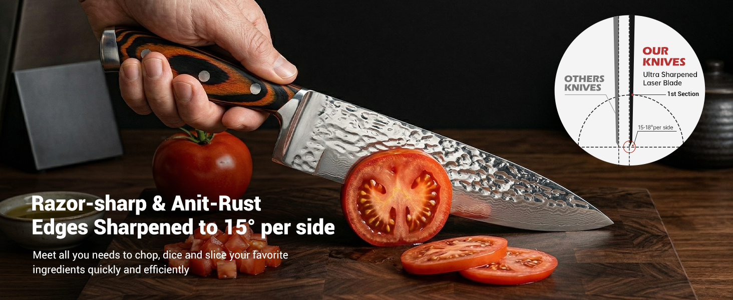 hammered knife set