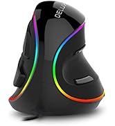 DeLUX Ergonomic Mouse, Wired Large RGB Vertical Mouse with 6 Buttons, 4000DPI, Removable Wrist Re...