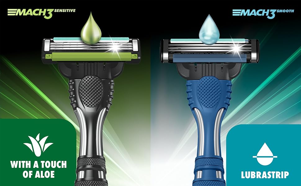 Mach3 Sensitive with a touch of aloe; Mach3 Smooth lubrastrip