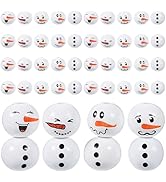 VILLCASE 80pcs Snowman Face Wooden Beads, 20mm Christmas Wooden Beads for Crafts, Winter Holiday ...
