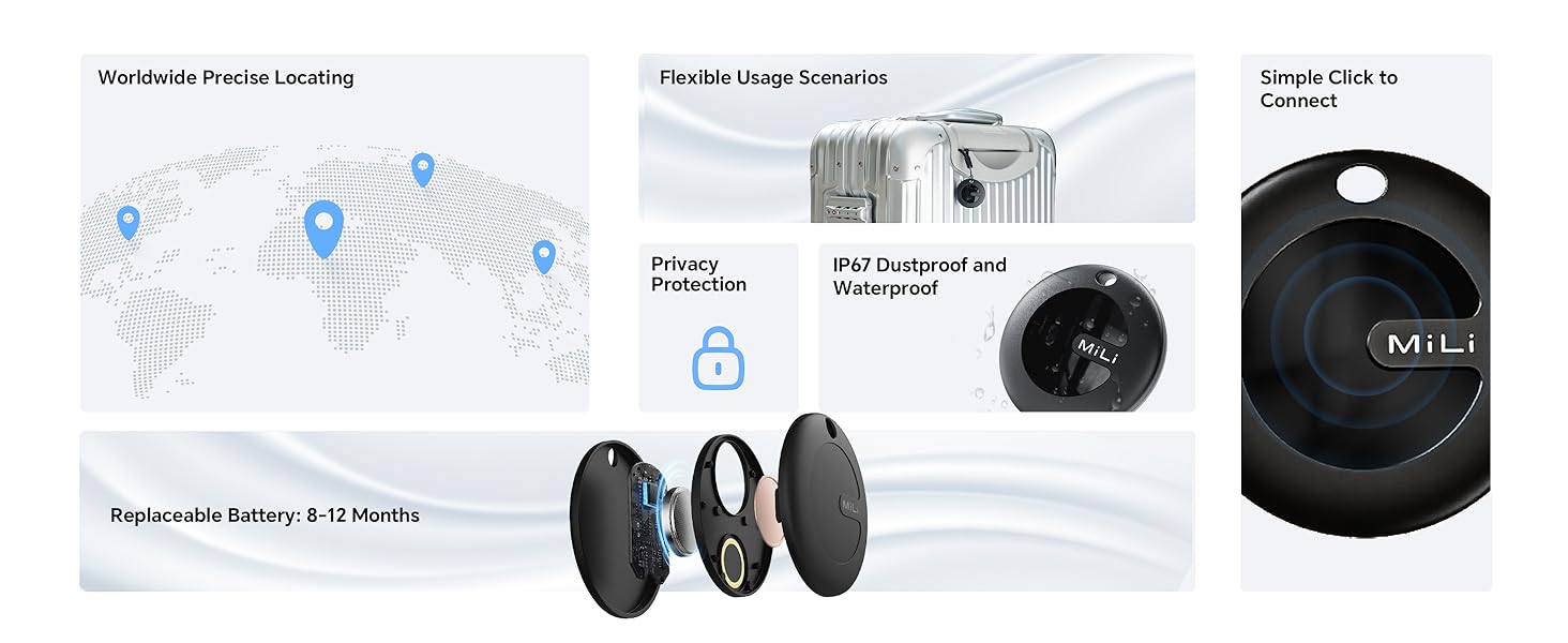 AirTag Bluetooth Tracker iOS or Android, Tracking Tag Key Finder Luggage Tracker Item Locator