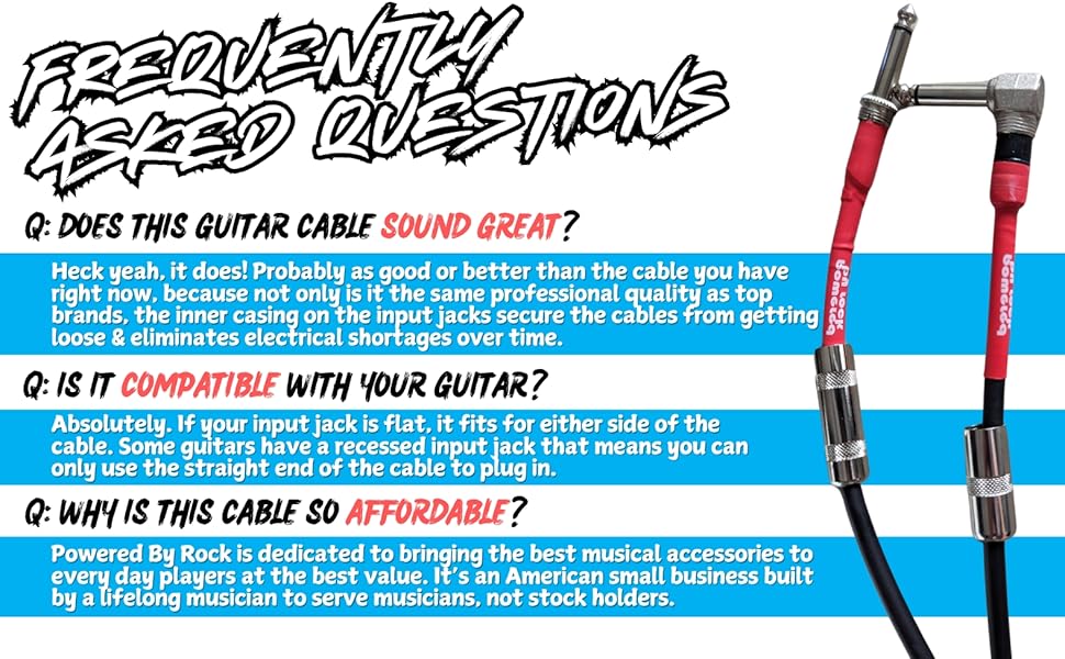 Frequently Asked Questions about Powered By Rock Guitar Cables