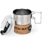 Alocs Camping Mug - Stainless Steel Travel Coffee Mug - Camping Coffee Mugs with Foldable Handle ...