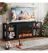 JUMMICO Fireplace TV Stand with 23" Electric Fireplace, Entertainment Center Console Table with 4...