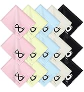 INFICRIME Microfiber Glasses Cloth 15 Pack (6x7 Inch) - 5 Assorted Colors - Premium Soft Scratch-...
