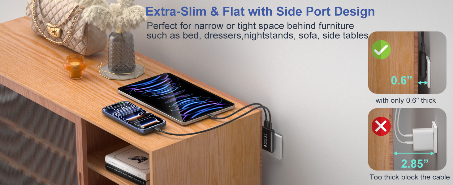 low profile usb wall plug