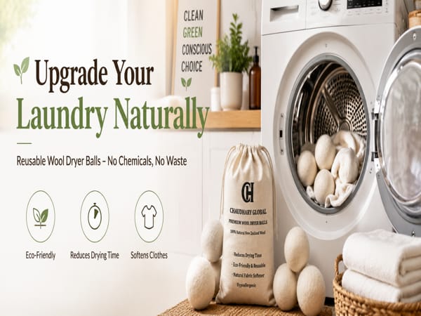 Reusable wool dryer balls pack with laundry washing machine for natural fabric softening