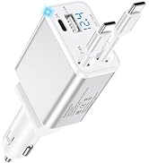 Retractable Car Phone Charger USB C, 4 in 1 Fast Car Charging Adapter with 2 Flexible USB C Cable...