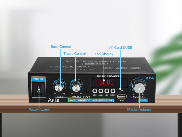 Stereo Home Audio Amplifier