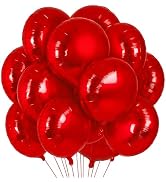 20 Pieces 18 Inches Red Round Foil Balloons, Metallic Mylar Balloons for Valentine’s Day, Wedding...