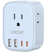 LENCENT Multi Plug Outlet Extender with USB, 4 AC Electrical Outlet Expander with 4 USB Charger C...