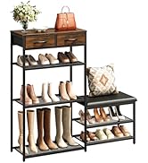 HavenlyYouth Shoe Rack Bench with Soft Cushioned Seat, 5-Tier Shoe Storage Organizer for Entryway...