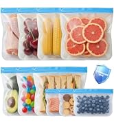Anelueeoo 10 Pack Reusable Freezer Bags,Leakproof Reusable Food Storage Bags BPA Free Healthy Foo...