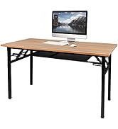 Need Folding Computer Desk with Storage Shelf, 47 inches Home Office Desk Folding Table Computer ...