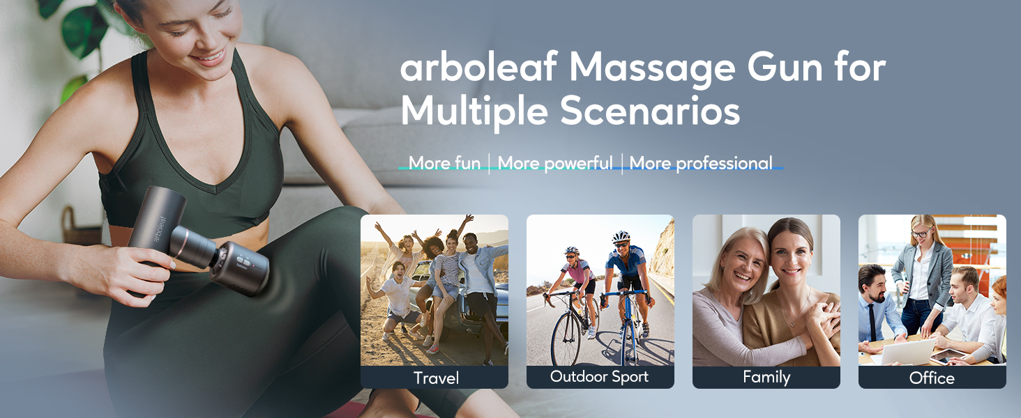 Massage gun used in daily scenes like travel, office, family, and sports
