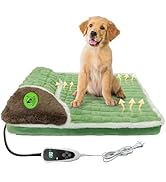 GOLOPET Heated Dog Bed Indoor Washable Bed Memory Foam Soft Dog Bed with Side Pillow, Smart Tempe...