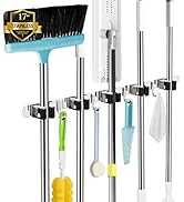 AceMining 5 Racks and 4 Hooks Mop and Broom Holder Wall Mount, Broom Organizer Storage Tool Racks...