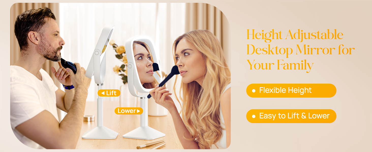 Height Adjustable Vanity Mirror for Family