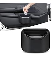 PIFOOG Car Trash Can,Mini Car Trash Bin for SUV and Truck, Leakproof Small Leather Black 1PC