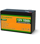 ECO-WORTHY 12V 10Ah Lithium LiFePO4 Deep Cycle Battery with 3000+ Cycles, Built-in BMS, Perfect f...