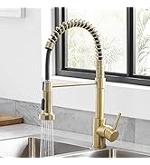 OWOFAN Kitchen Faucets with Pull Down Sprayer 304 Stainless Steel Industrial Single Handle One Ho...