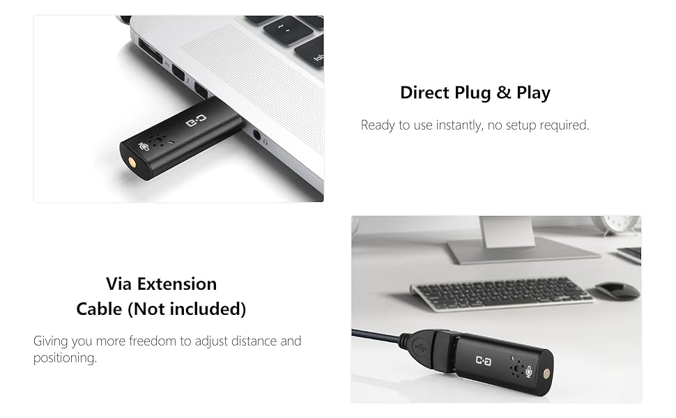 Plug &amp;amp; Play, via extension cable